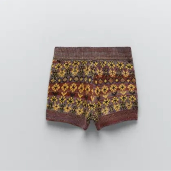NWT ZARA Jacquard (set) knit sweater and matching shorts size S - Picture 3 of 5